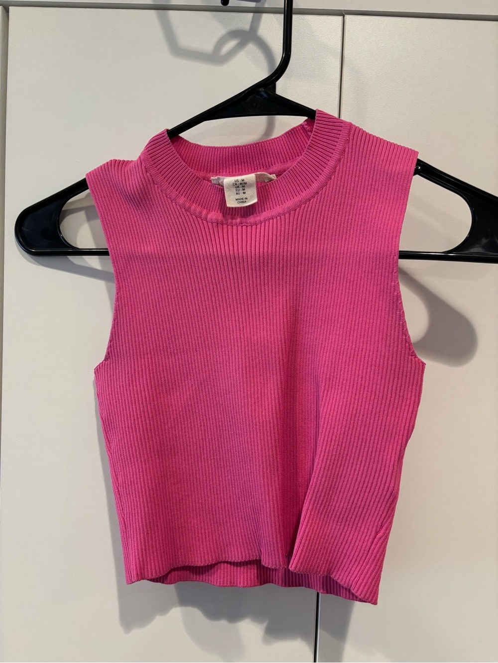 Sleeveless Ribbed Knit Tank - Hot Pink